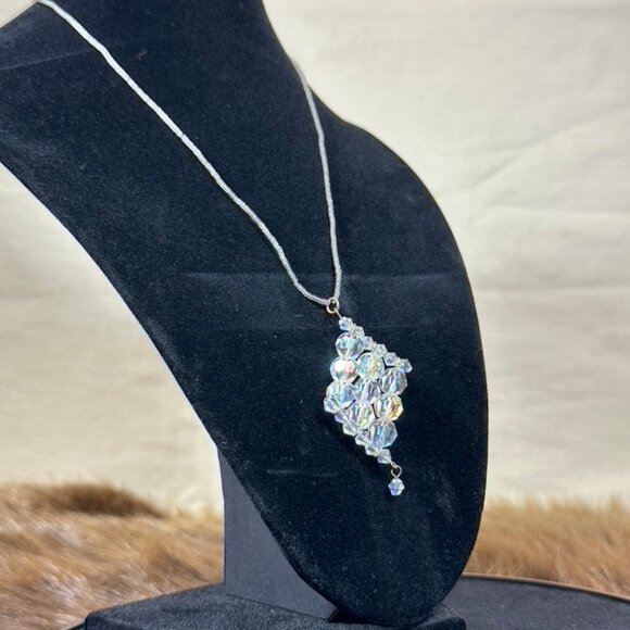 Crystal Beaded Pendant Necklace – 15" Chain - Picture 3 of 4